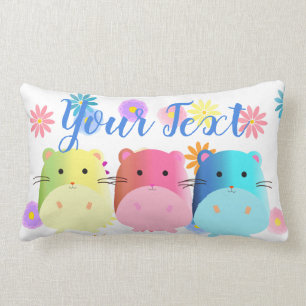 Triple Cute Kawaii Hamsters Custom Lumbar Pillow