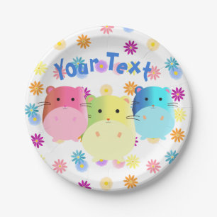 Triple Cute Kawaii Hamsters Custom Paper Plate
