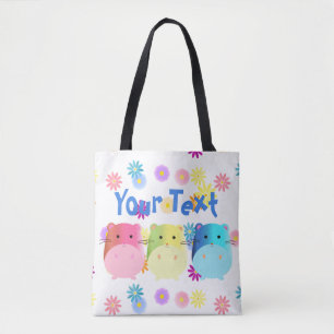 Triple Cute Kawaii Hamsters Custom Tote Bag