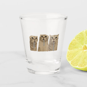 Triple Drooling Goofy Cats Meme Shot Glass
