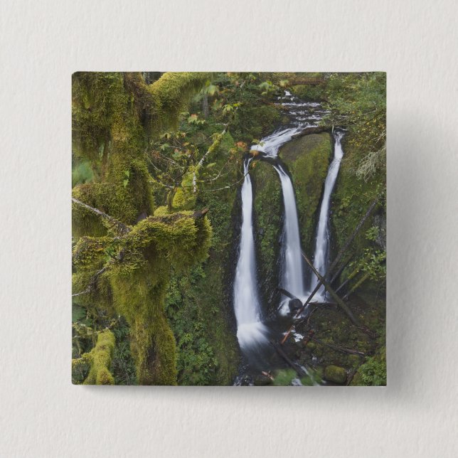 Triple Falls, Columbia River Gorge 2 Inch Square Button (Front)