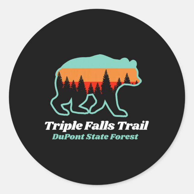 Triple Falls Trail Dupont State Forest Bear Souven Classic Round Sticker (Front)