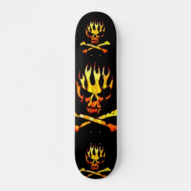 triple flame skull skateboard (Front)
