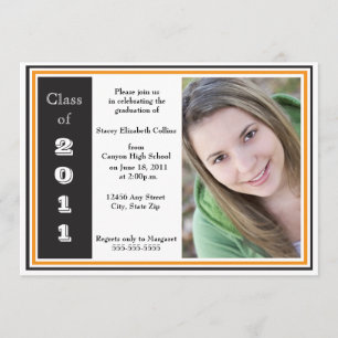 Triple Frame Graduation (black and orange) Invitation