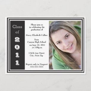 Triple Frame Graduation (black and white) Invitation