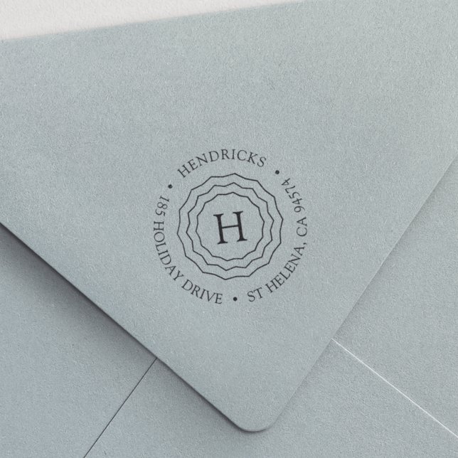 Triple Frame Monogram Round Return Address Self-inking Stamp (Creator Uploaded)