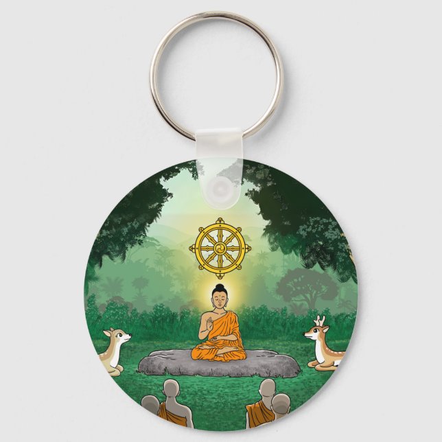 Triple Gems: Buddha, Dharma, Sangha Keychain (Front)