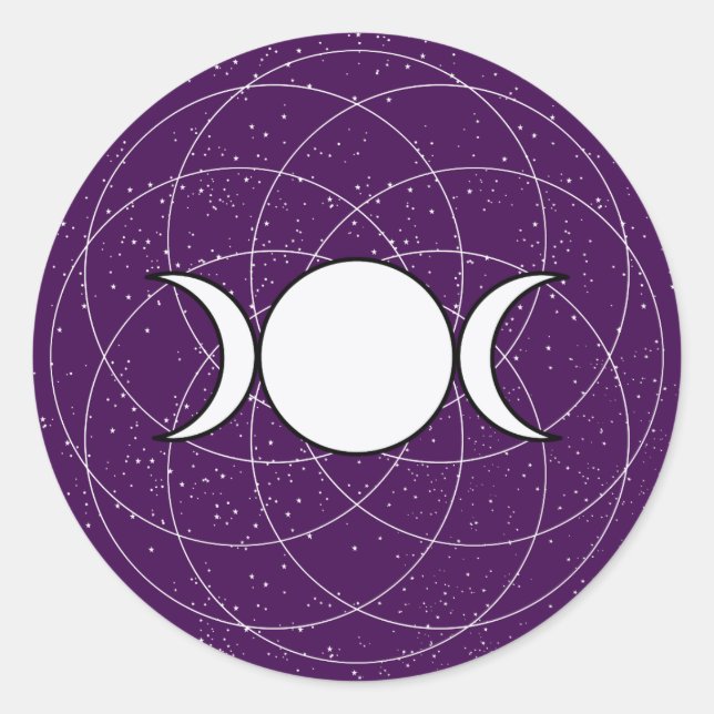 Triple Goddess Moon Classic Round Sticker (Front)