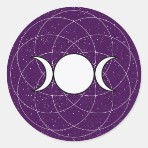 Triple Goddess Moon Classic Round Sticker