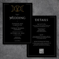Triple Goddess Wiccan Moon Black Wedding Two Sided
