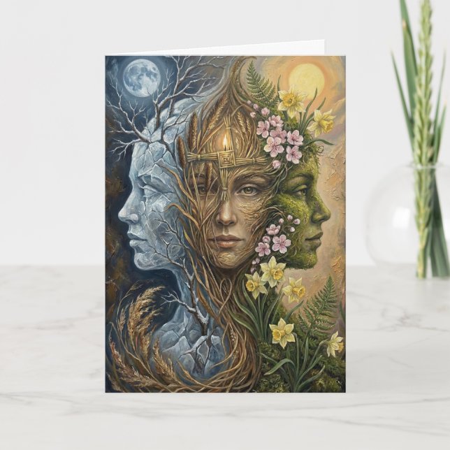 Triple Goddess Winter to Spring Imbolc Fantasy Art Card (Front)