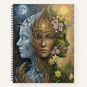 Triple Goddess Winter to Spring Imbolc Fantasy Art Notebook