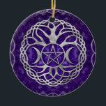 Triple Goddess with pentagram and tree of life Ceramic Ornament<br><div class="desc">Triple Goddess with pentagram and tree of life</div>