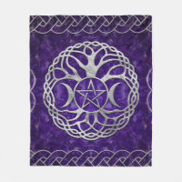 Triple Goddess with pentagram and tree of life