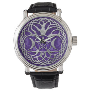 Triple Goddess with pentagram and tree of life Watch
