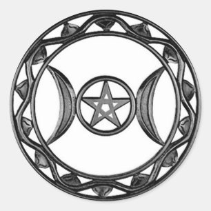 Triple Goddess with Pentagram Classic Round Sticker