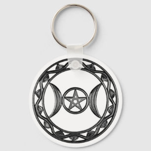 Triple Goddess with Pentagram Keychain
