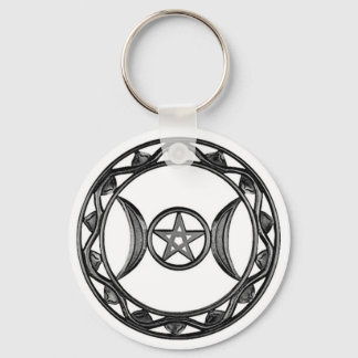 Triple Goddess with Pentagram Keychain
