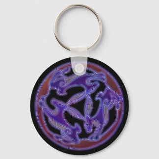 Triple Hare, the Three hares symbol in Purple Keychain
