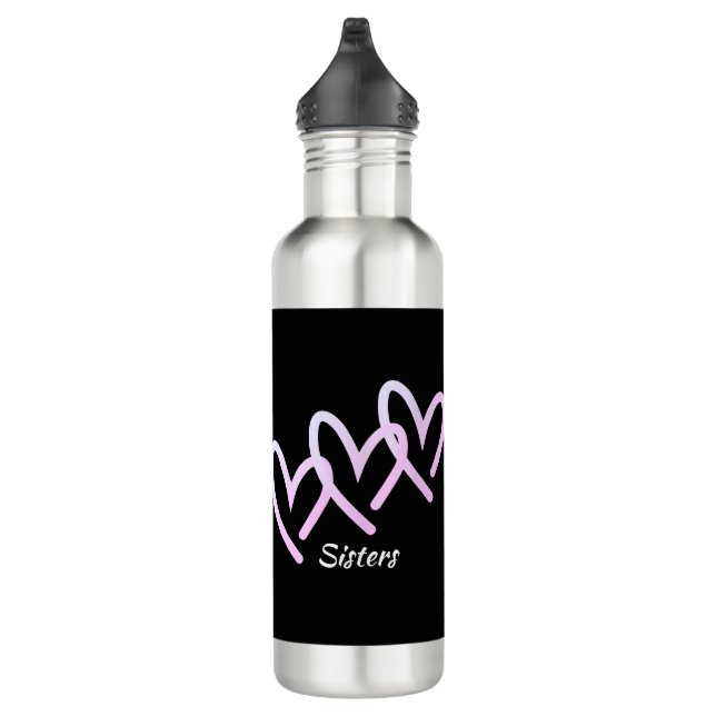 Triple Heart Black Customize 710 Ml Water Bottle (Right)