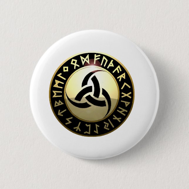 Triple Horn of Odin 2 Inch Round Button (Front)
