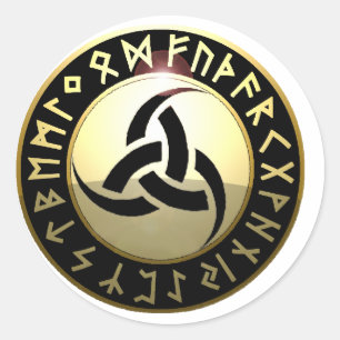 Triple Horn of Odin Classic Round Sticker