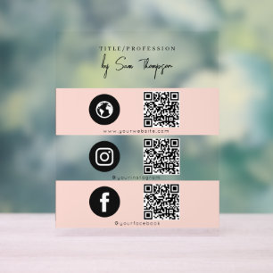 Triple Icon & QR Code Business Social Media Rose