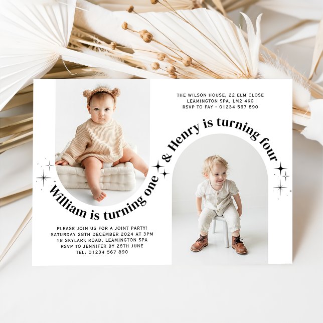 Triple Joint Landscape Photo Birthday  Invitation (Creator Uploaded)