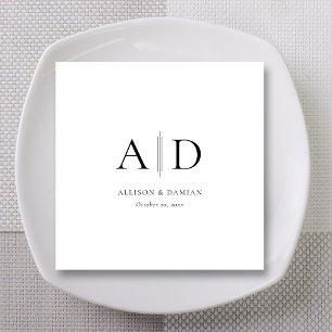 Triple Line Monogram & Names Wedding Napkin