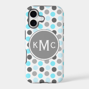 Triple Monogram Blue Grey Dots