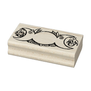Triple Moon Bloom – Botanical Wiccan Symbol   Rubber Stamp