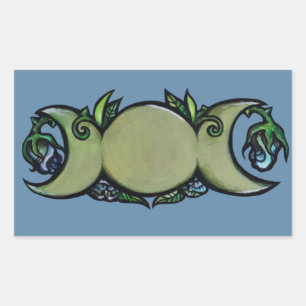 Triple Moon Bloom – Botanical Wiccan Symbol   Sticker