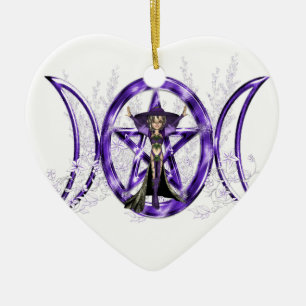 Triple Moon Elf Ceramic Ornament