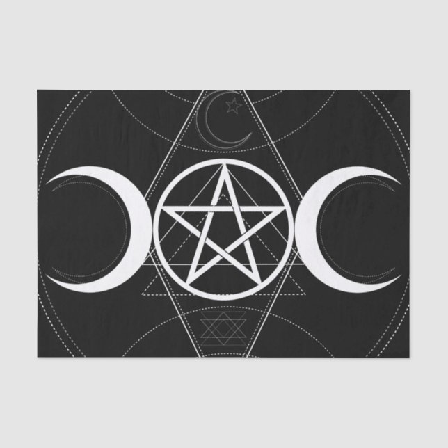 Triple Moon Geometry Pentagram Wicca Birthday Tissue Paper (Front)