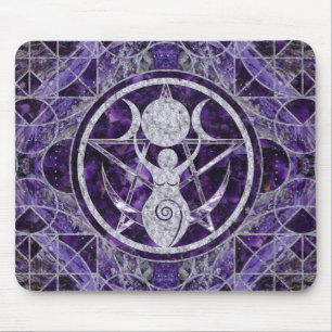 Triple Moon - Goddess -Amethyst and Silver Mouse Pad