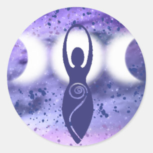 "Triple Moon Goddess" Classic Round Sticker