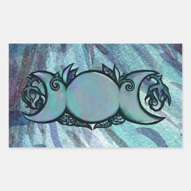 Triple Moon Goddess Gaia Artwork Green Witch       Sticker (Front)
