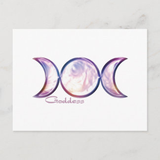 triple moon goddess iridescent pearl postcard