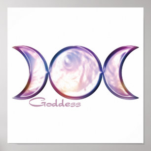 triple moon goddess iridescent pearl poster