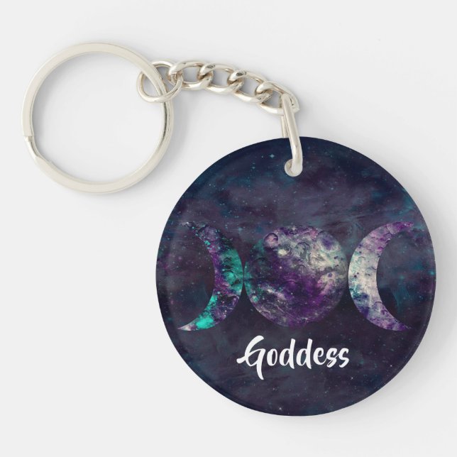 Triple Moon Goddess Luna Universe Custom Keychain (Front)
