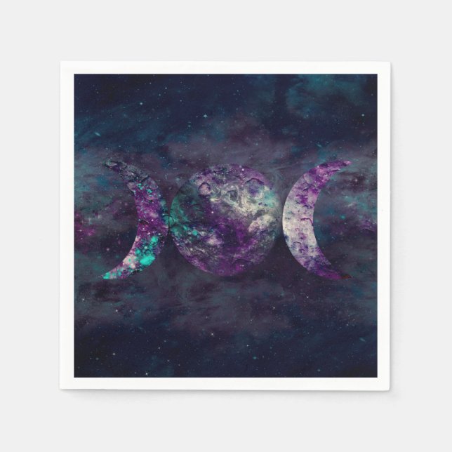 Triple Moon Goddess Luna Universe Party Napkin (Front)