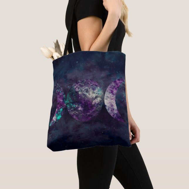 Triple Moon Goddess Luna Universe Tote Bag (Close Up)