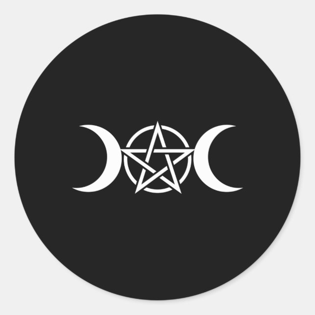 Triple Moon Goddess Pentacle Pagan Wiccan Occult Classic Round Sticker (Front)