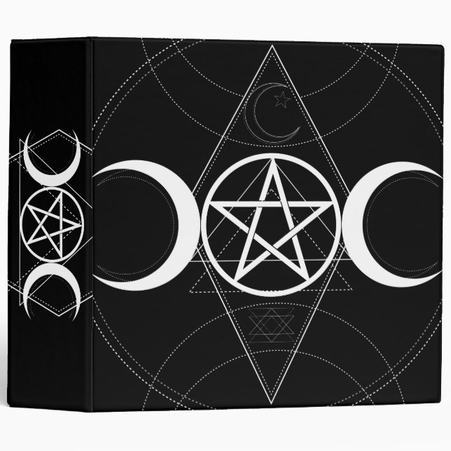 Triple Moon Goddess Pentagram Book of Shadows Binder (Front/Spine)