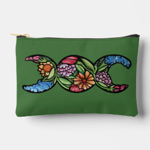 Triple Moon Goddess Symbol Bloom Accessory Pouch