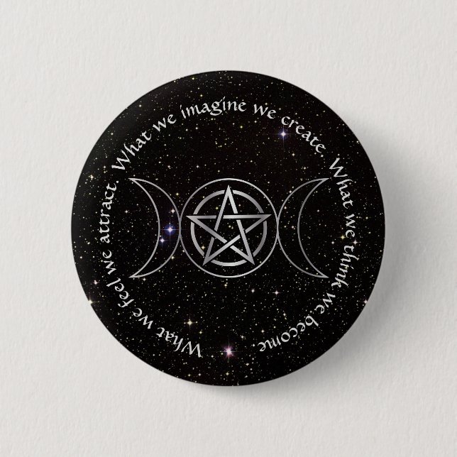 Triple Moon Goddess Wicca Pentacle 2 Inch Round Button (Front)