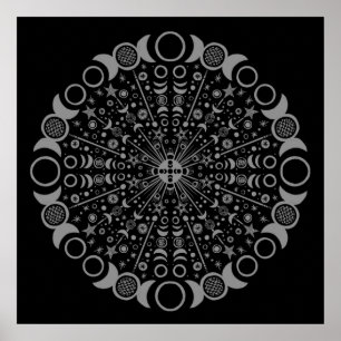Triple Moon Mandala Poster