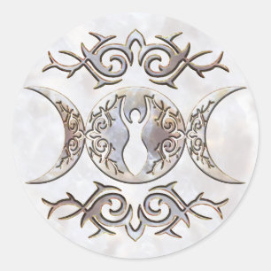 Triple Moon Moonstone Goddess Classic Round Sticker