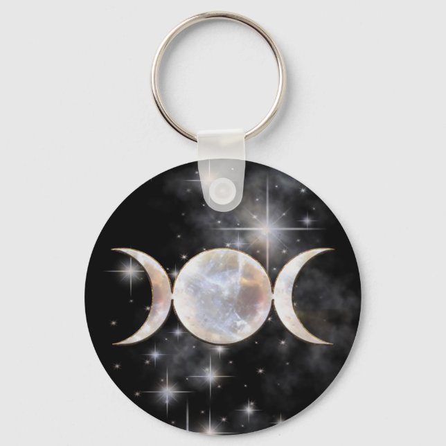 Triple Moon Moonstone Keychain (Front)