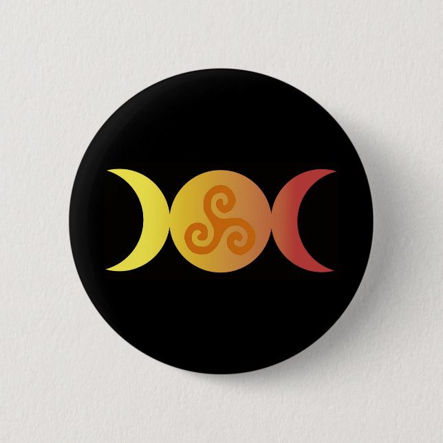 triple moon one triskell black bground 2 inch round button (Front)